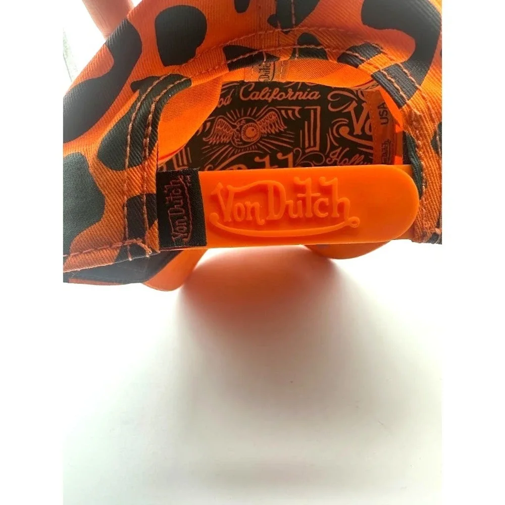 Von Dutch Logo Trucker Hat Orange Camo Mesh SnapBack Adjustable Unisex